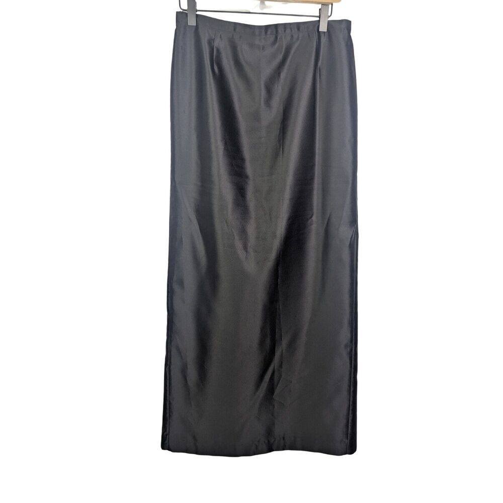 Vintage Sleek Minimalist Black Satin Skirt Formal Wedding Cruise Elegant Event